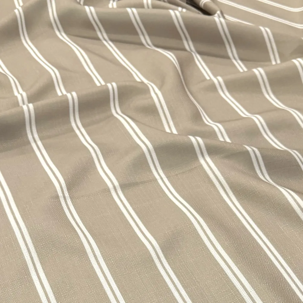 Lexington Stripe (Slub Print) Table Linen in Taupe
