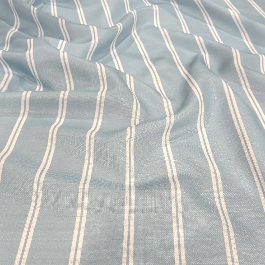 Lexington Stripe (Slub Print) Table Runner in Lt Blue