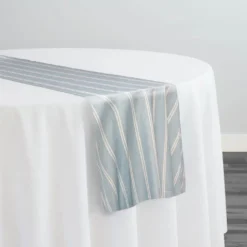 Lexington Stripe (Slub Print) Table Runner in Lt Blue