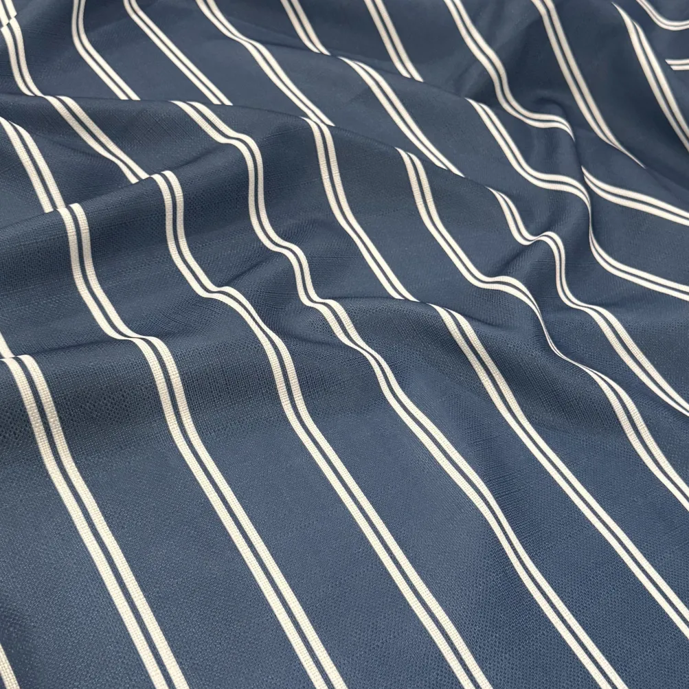 Lexington Stripe (Slub Print) Table Runner in Navy