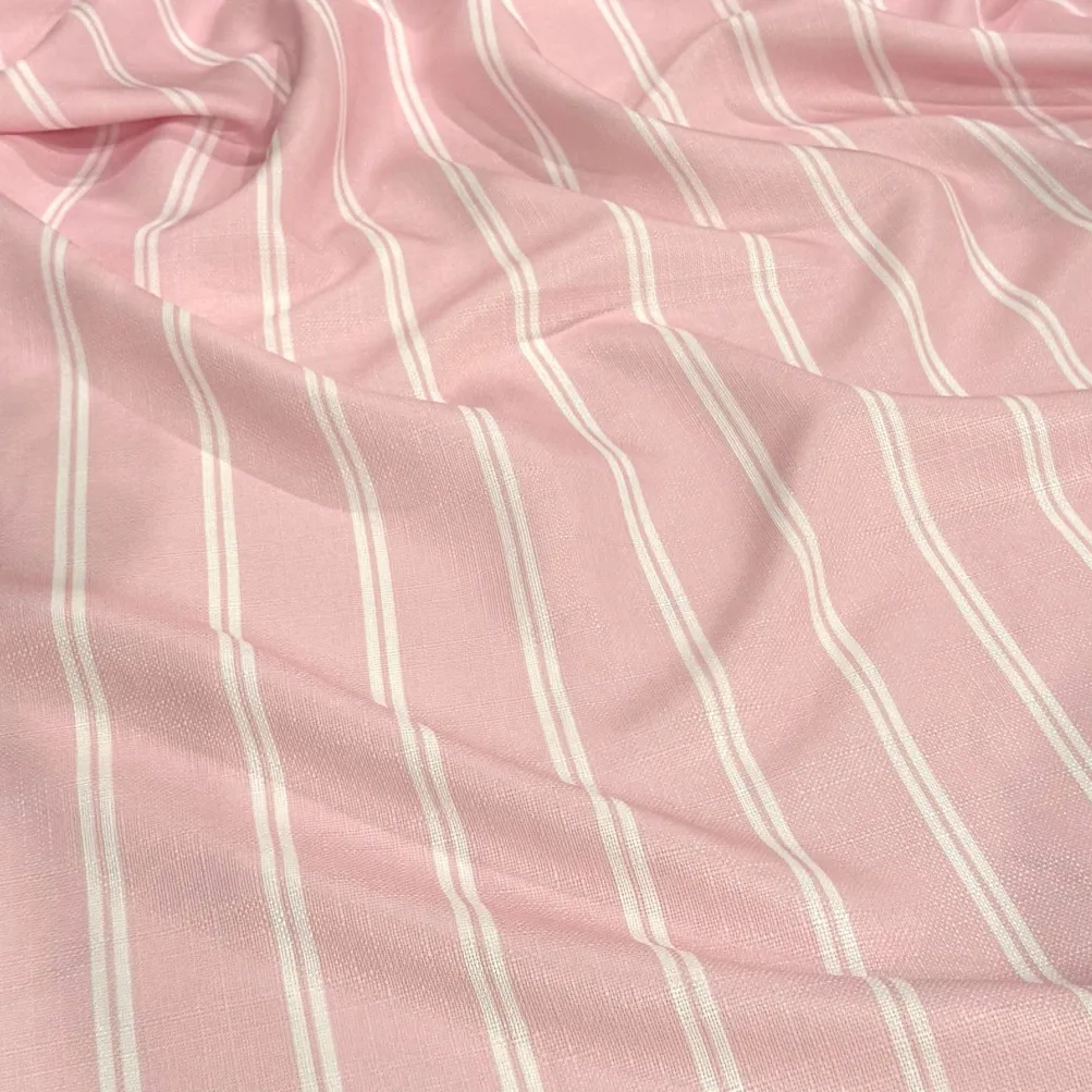 Lexington Stripe (Slub Print) Table Runner in Pink