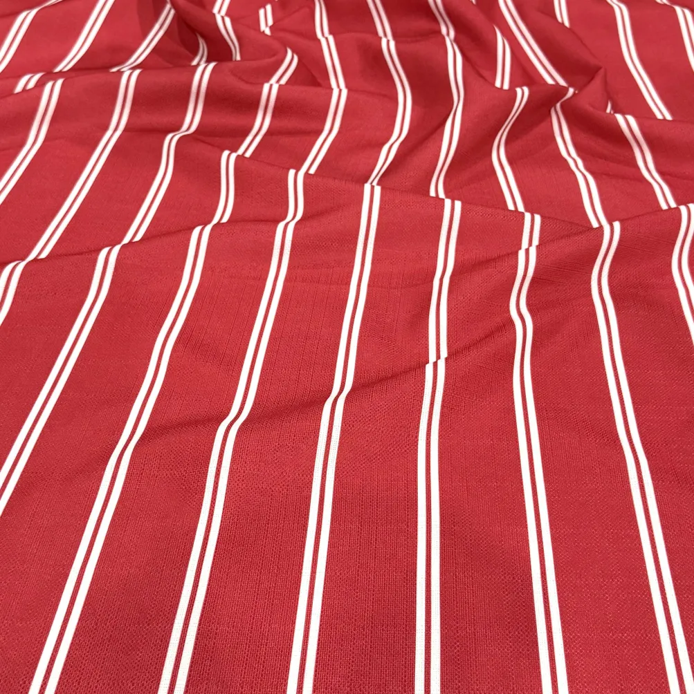Lexington Stripe (Slub Print) Table Runner in Red