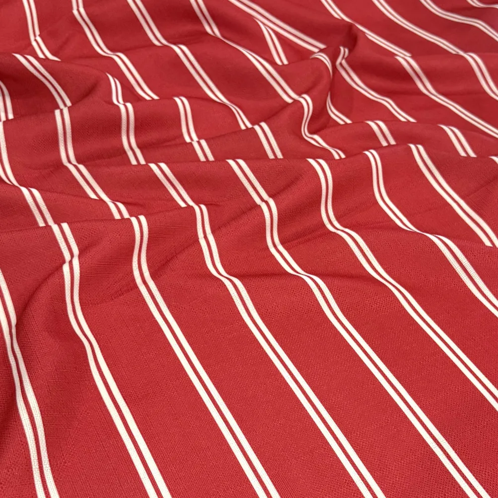Lexington Stripe (Slub Print) Table Runner in Red