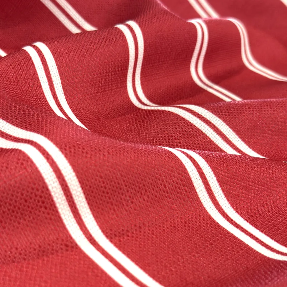 Lexington Stripe (Slub Print) Table Runner in Red