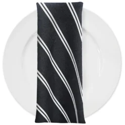 Lexington Stripe (Slub Print) Table Napkin in Black