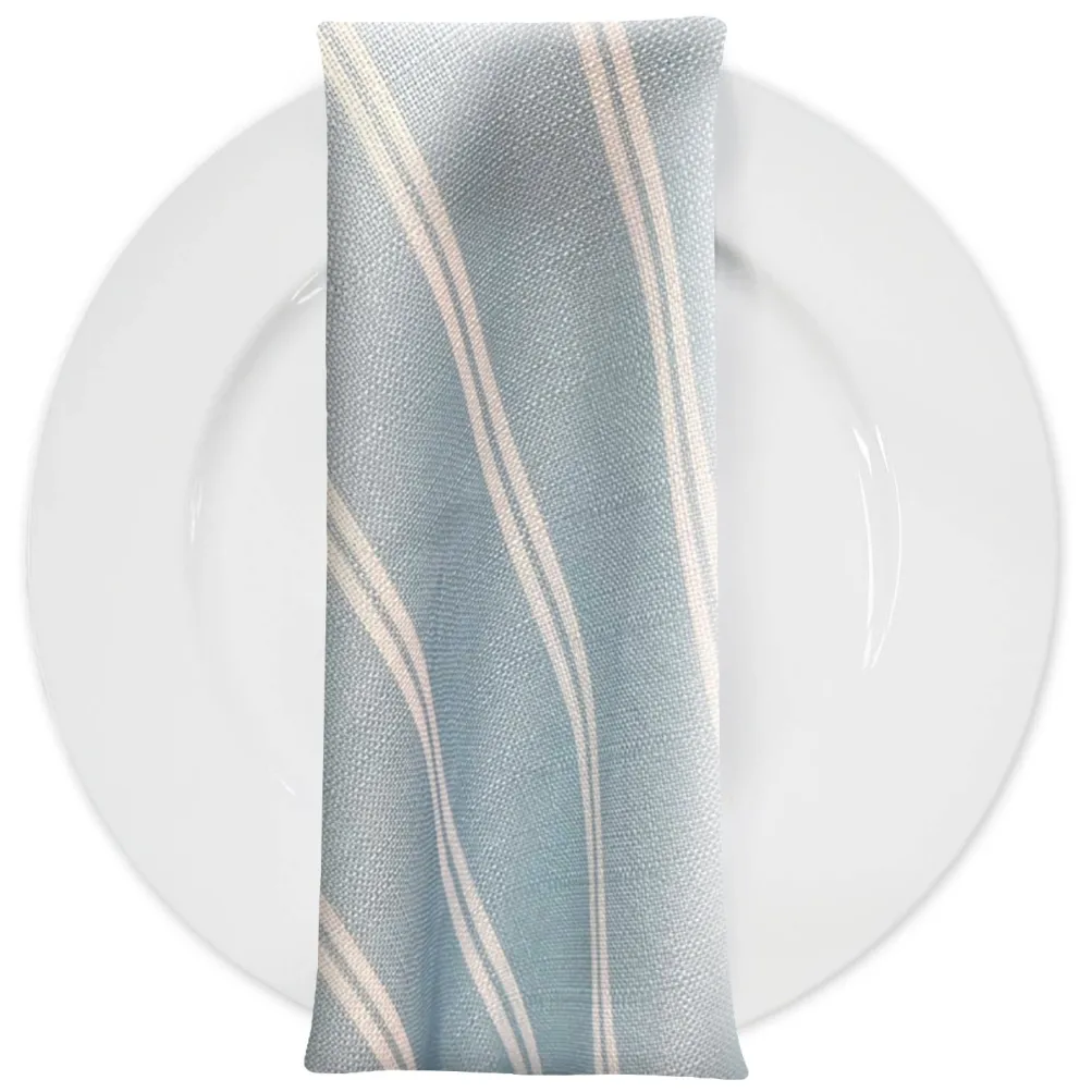 Lexington Stripe (Slub Print) Table Napkin in Lt Blue