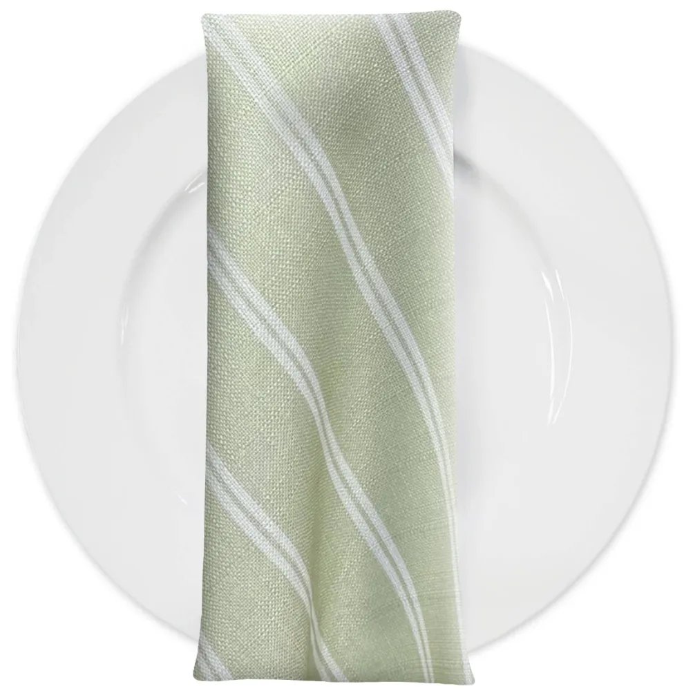 Lexington Stripe (Slub Print) Table Napkin in Sage