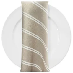 Lexington Stripe (Slub Print) Table Napkin in Taupe