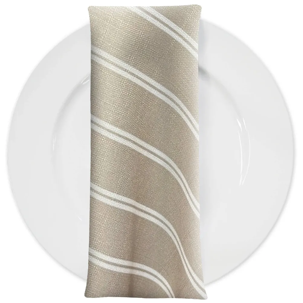 Lexington Stripe (Slub Print) Table Napkin in Taupe