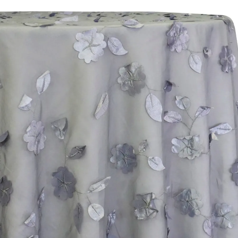 Lily Petal Table Linen in Silver