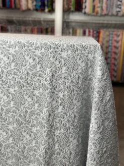 Lucia Jacquard Table Linen in Silver