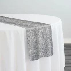 Lucia Jacquard Table Runner in Silver