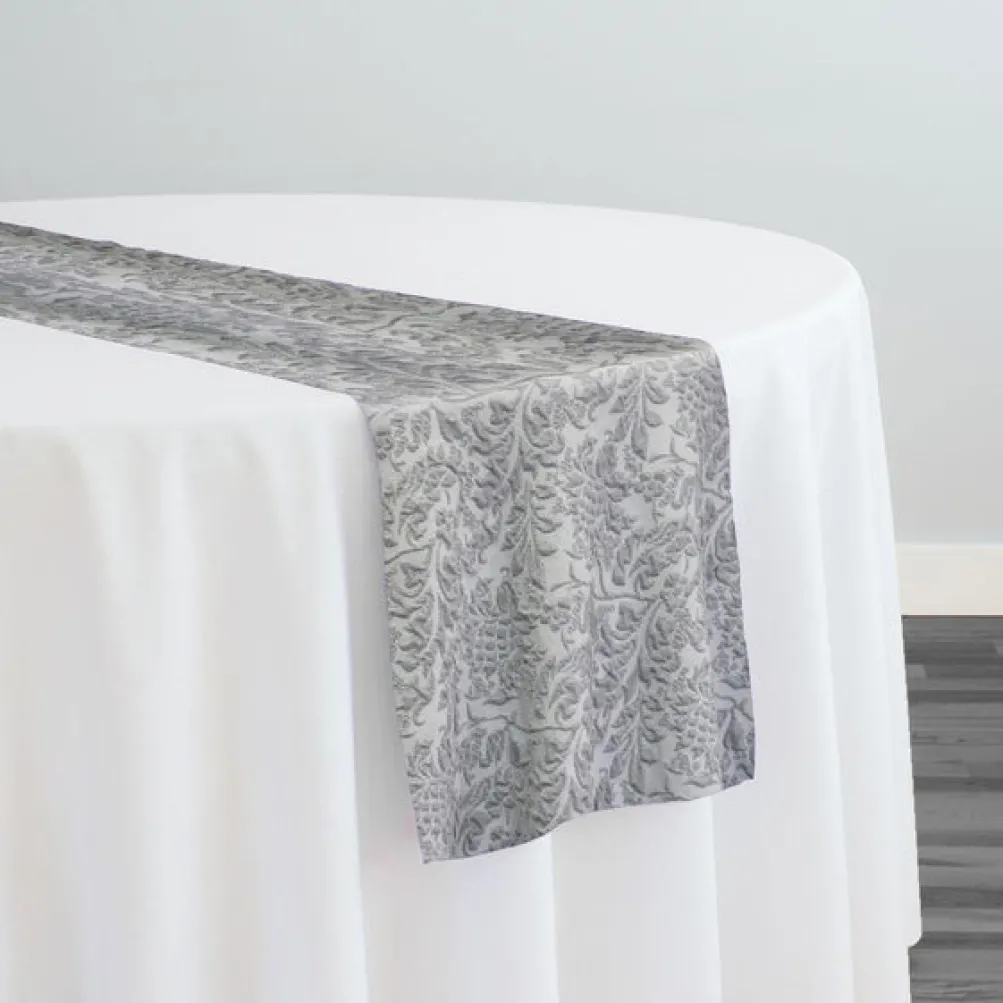 Lucia Jacquard Table Runner in Silver