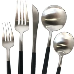 Luna Modero Flatware/Cutlery in Silver/Black