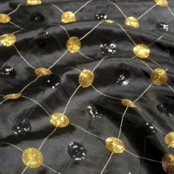 Luna Sequins Taffeta Table Linen in Gold on Black