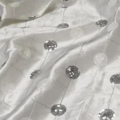 Luna Sequins Taffeta Table Runner in Silver and White