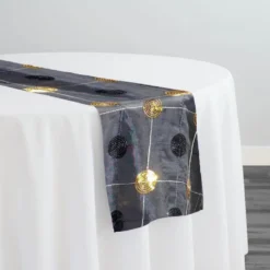 Luna Sequins Taffeta Table Runner in Gold and Black