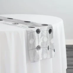 Luna Sequins Taffeta Table Runner in Black and White