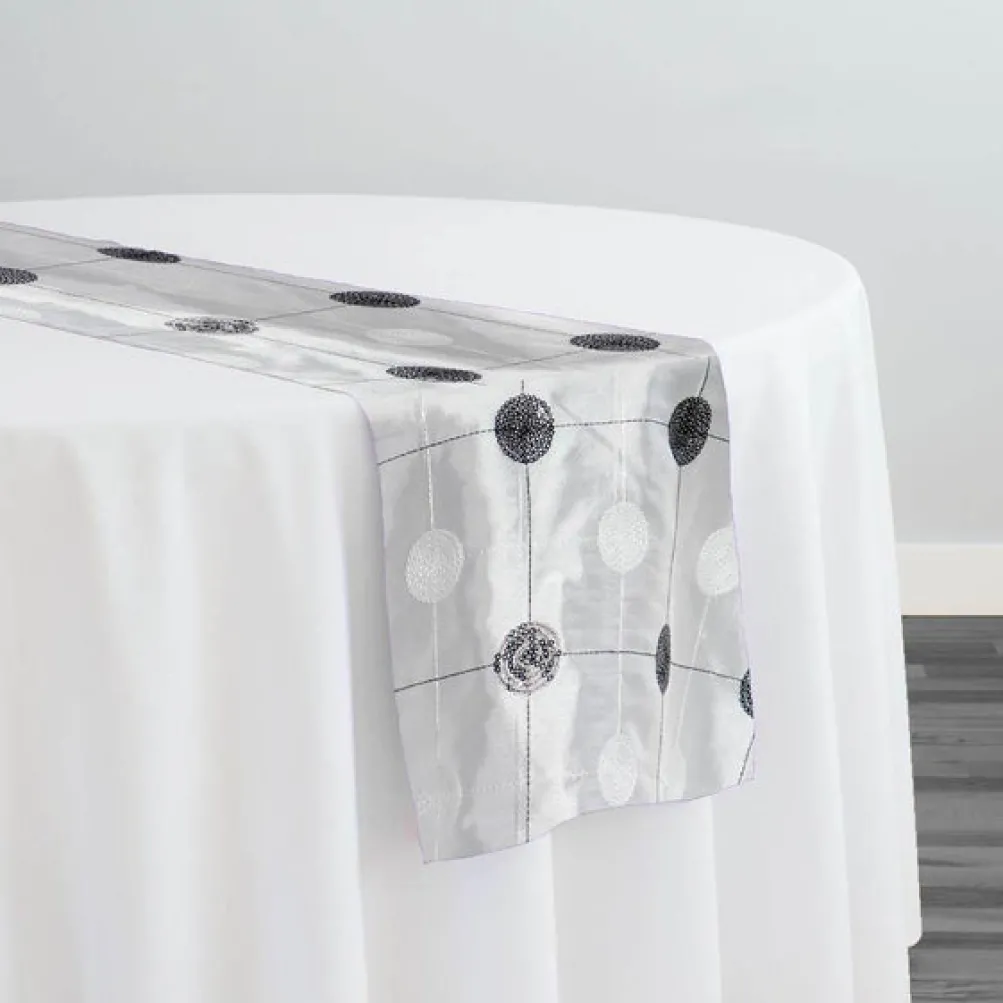 Luna Sequins Taffeta Table Runner in Black and White