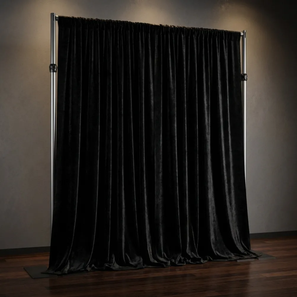 Lush Velvet Drapery Panel in Black
