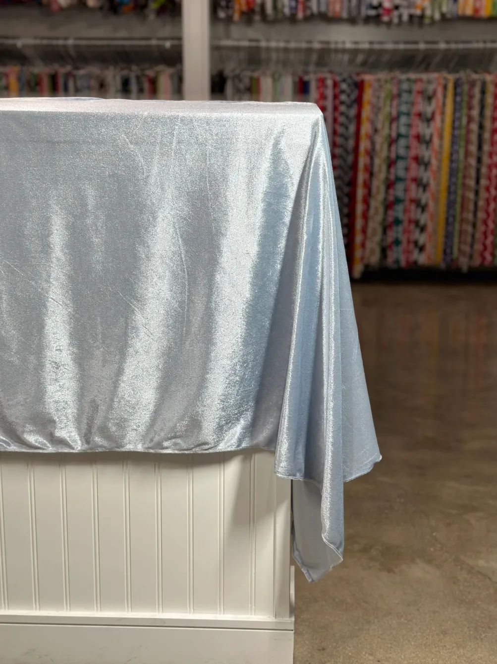 Lush Velvet Table Linen in Baby Blue