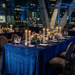 Lush Velvet Table Linen in Dark Navy