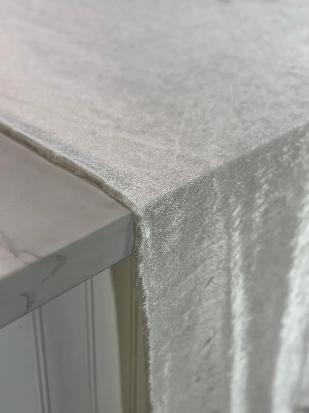 Lush Velvet Table Linen in Ivory
