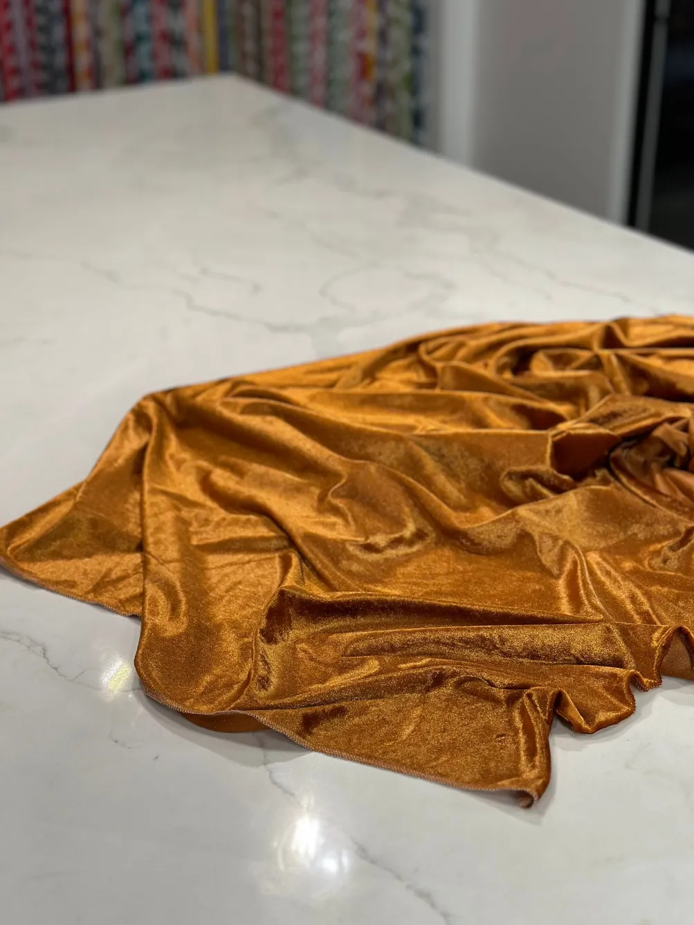 Lush Velvet Table Linen in Rust