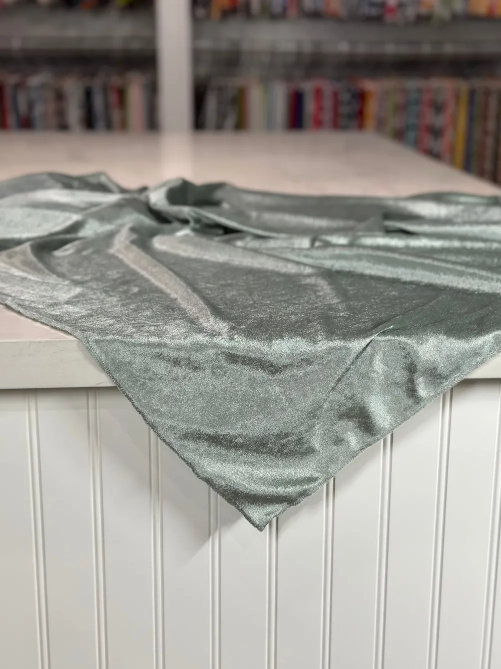 Lush Velvet Table Linen in Sea Foam
