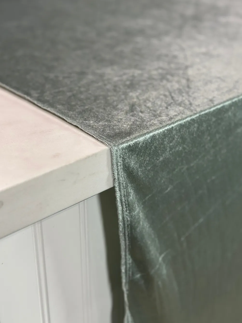 Lush Velvet Table Linen in Sea Foam