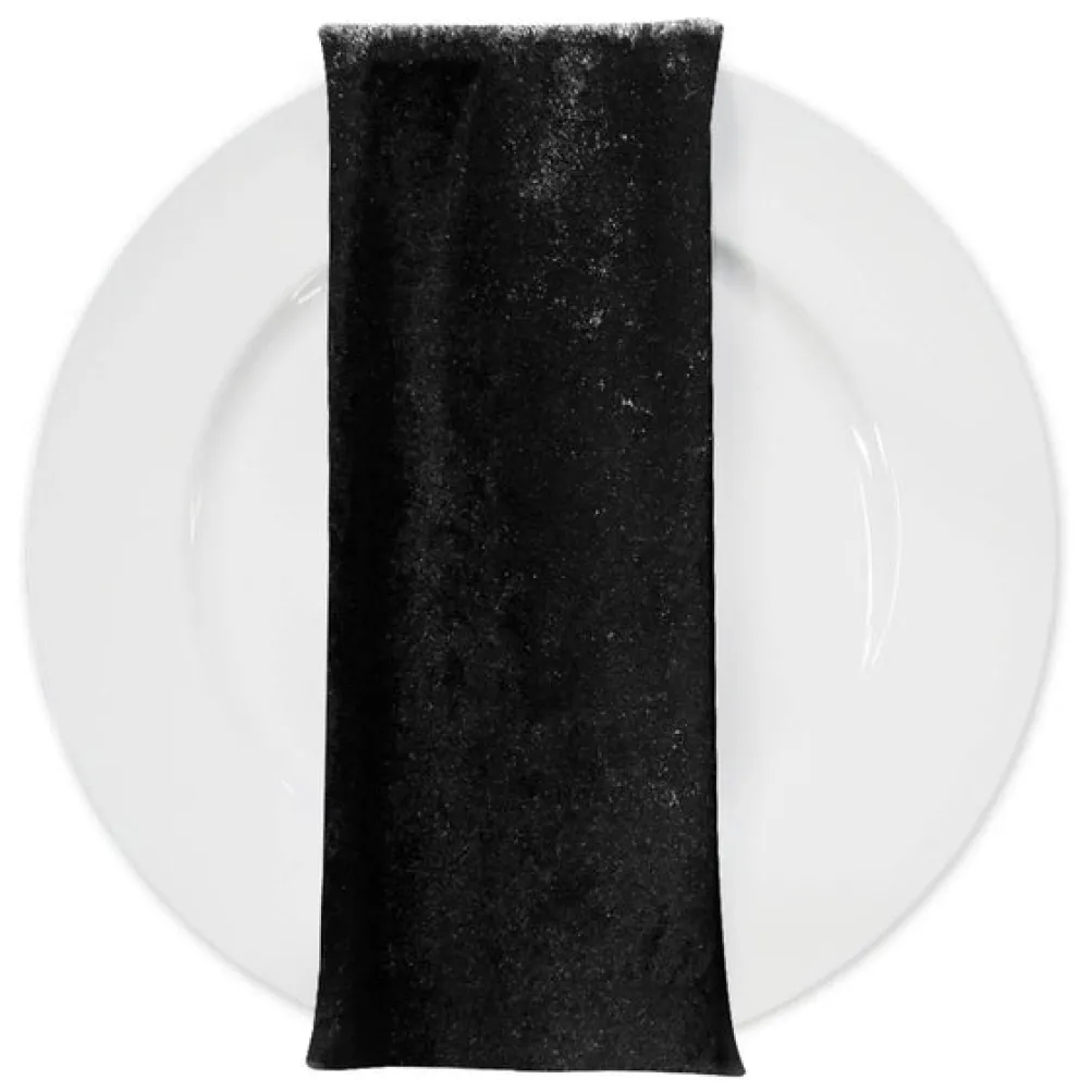Lush Velvet Table Napkin in Black