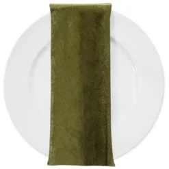 Lush Velvet Table Napkin in Olive