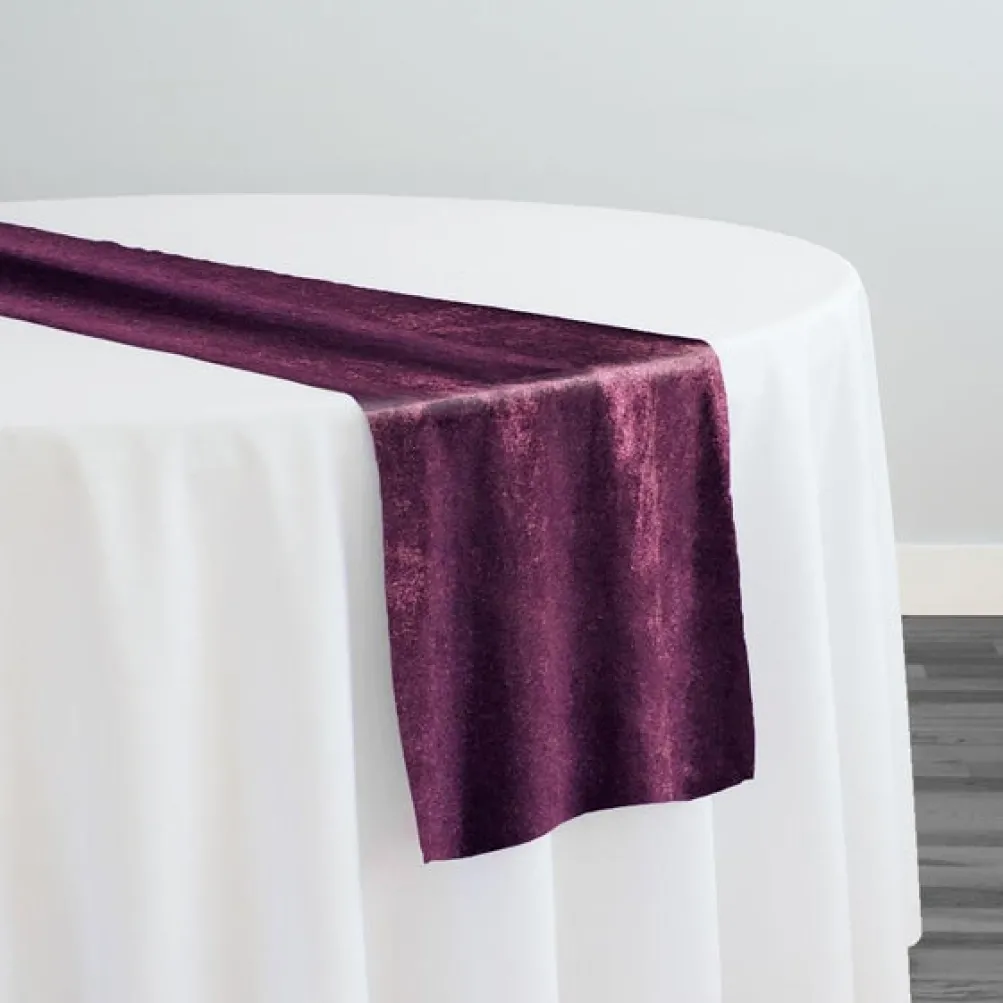 Lush Velvet Table Runner in Eggplant