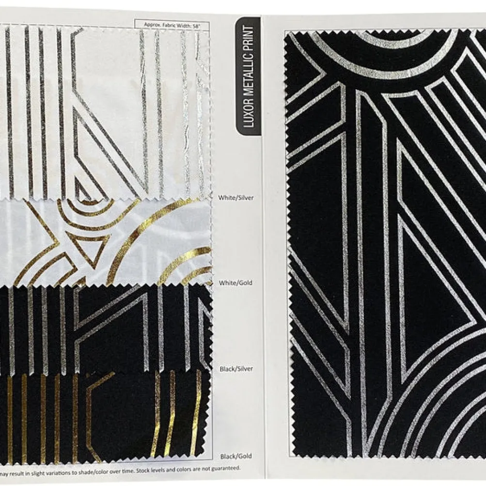 Luxor (Metallic Print) Table Linen in Black and Silver