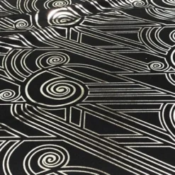 Luxor (Metallic Print) Table Linen in Black and Silver