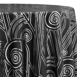 Luxor (Metallic Print) Table Linen in Black and Silver