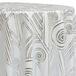 Luxor (Metallic Print) Table Linen in White and Silver