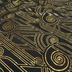 Luxor (Metallic Print) Table Linen in Black and Gold