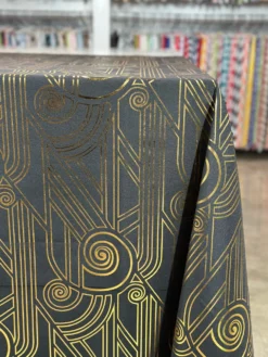 Luxor (Metallic Print) Table Linen in Black and Gold