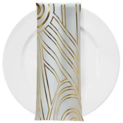 Luxor (Metallic Print) Table Napkin in White and Gold