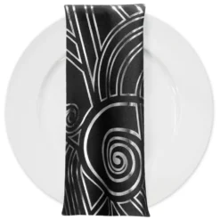 Luxor (Metallic Print) Table Napkin in Black and Silver