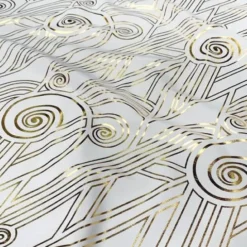 Luxor (Metallic Print) Table Runner in White and Gold