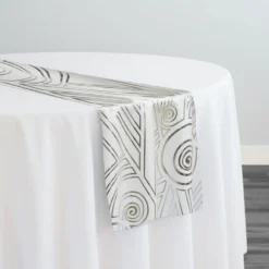 Luxor (Metallic Print) Table Runner in White and Silver