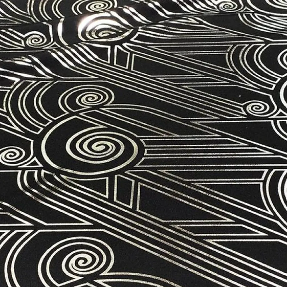 Luxor (Metallic Print) Table Runner in Black and Silver