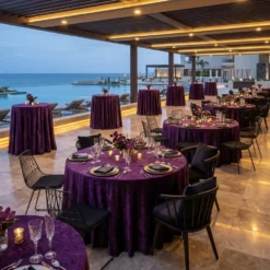 Luxury Plush Velvet Table Linen in Plum