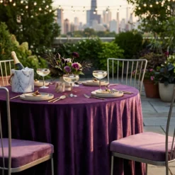Luxury Plush Velvet Table Linen in Plum