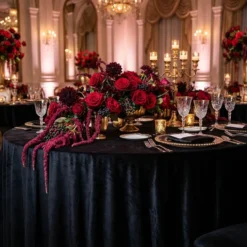 Luxury Plush Velvet Table Linen in Black