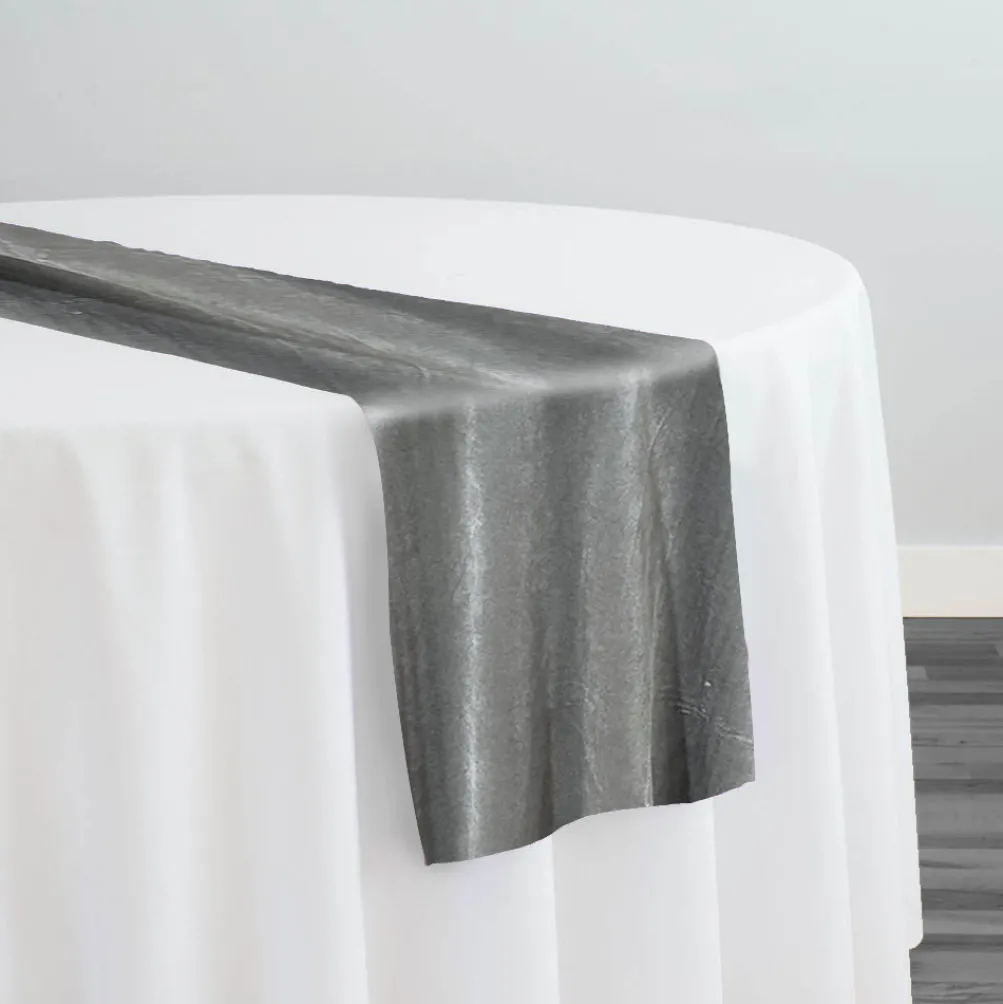 Luxury Plush Velvet Table Runner in Grey