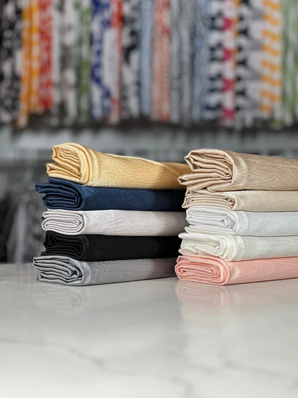 Luxury Satin Table Linen in Champagne