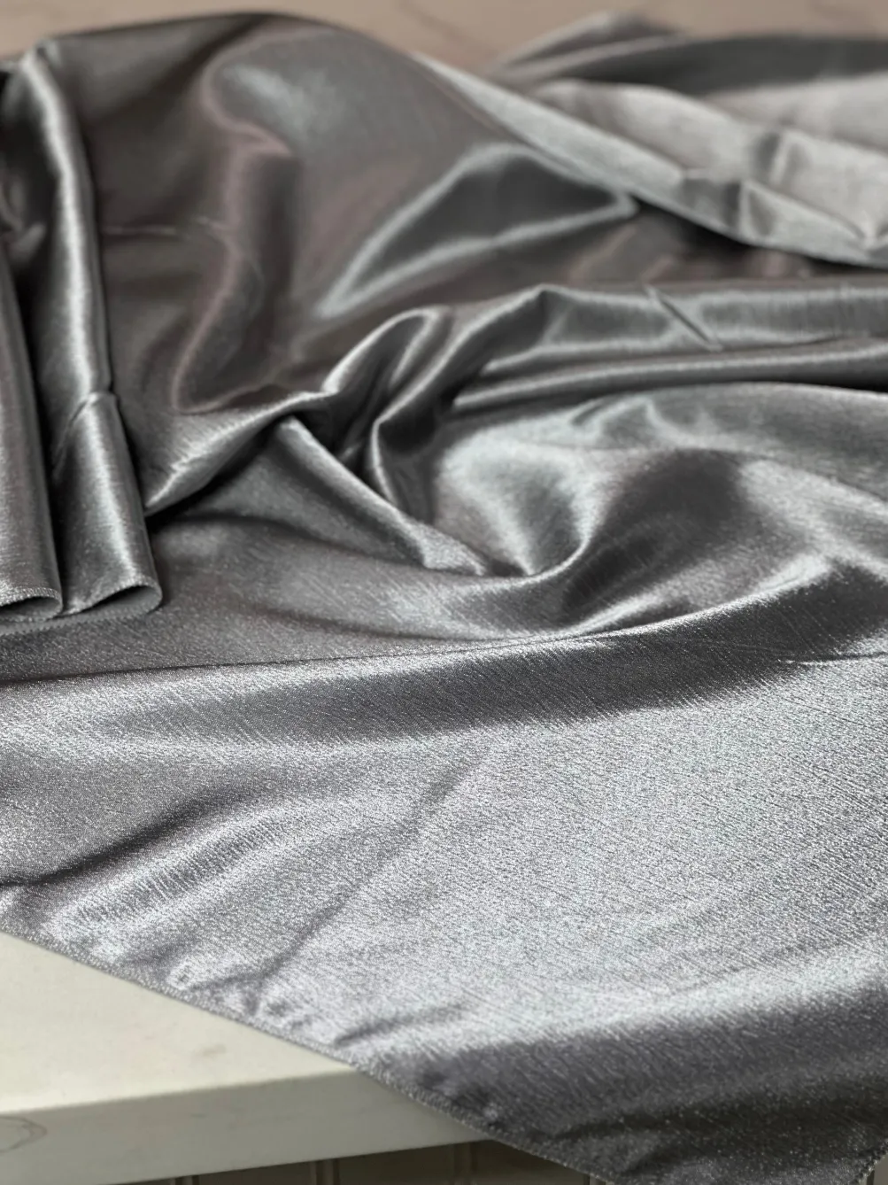Luxury Satin Table Linen in Charcoal